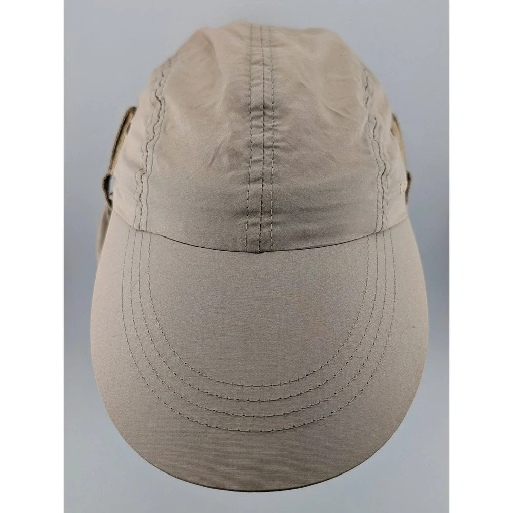 Vintage Filson Fishing Long Brim Hat Cap Made In USA Safari Sun Flap Beige